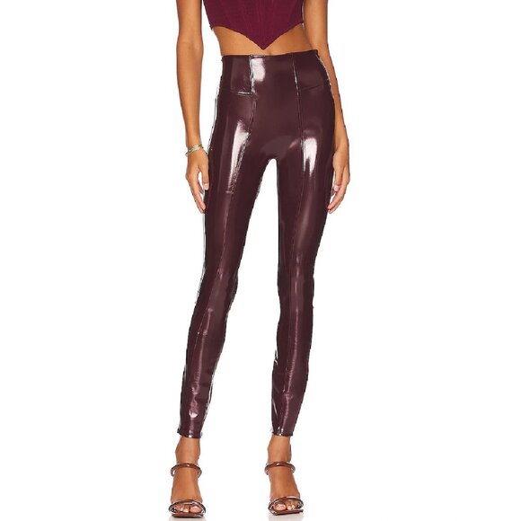 Spanx Women's Size Large Ruby Red Faux Patent Leather Leggings Pant - Picture 9 of 9